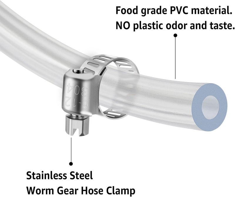 MRbrew Draft Beer Line with Barb Connector, Kegerator Accessory Kit Beer tower Brewing Tubing Hose, 5 Feet Clear Vinyl Tubing Draft Beer Dispensing 3/16" ID 7/16" OD Tubing Hose for Beer Tap D Coupler - Image 5